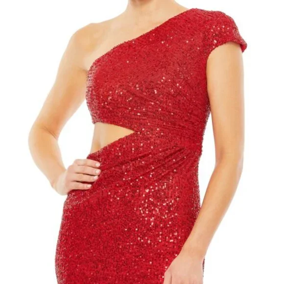 Ieena for Mac Duggal 42022 Cutout Waist One Shoulder Dress Size 12 - Picture 3 of 3